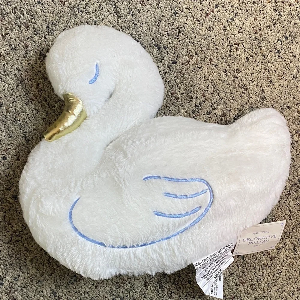 White Swan Decorative Pillow NWT